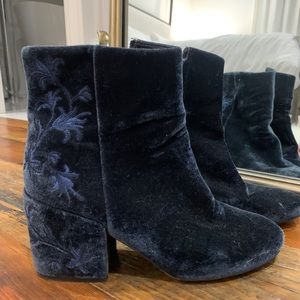 Blue Velvet Heeled Booties